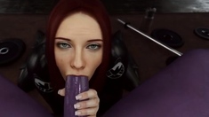 Hot 3D redhead licking a pussy while getting fucked