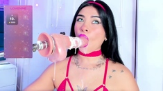 Fetish babes gag on toys