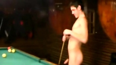 Nude Russian Soldiers Playing Pool