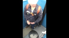 Worker Bear Jerks Off & Cum in Porty Potty at Work