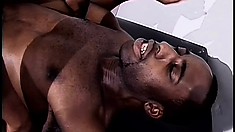 Hot black studs suck each other's dicks and fully enjoy rough anal action