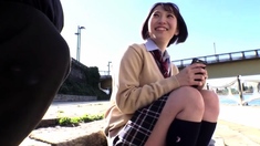 Petite Japanese teen in black maid uniform creampied in bed