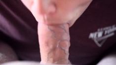 Buddy deep throating and face fucking my big cock on poppers