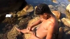 Tunisian Twink Wanks His Big Arab Dick Near The Beach